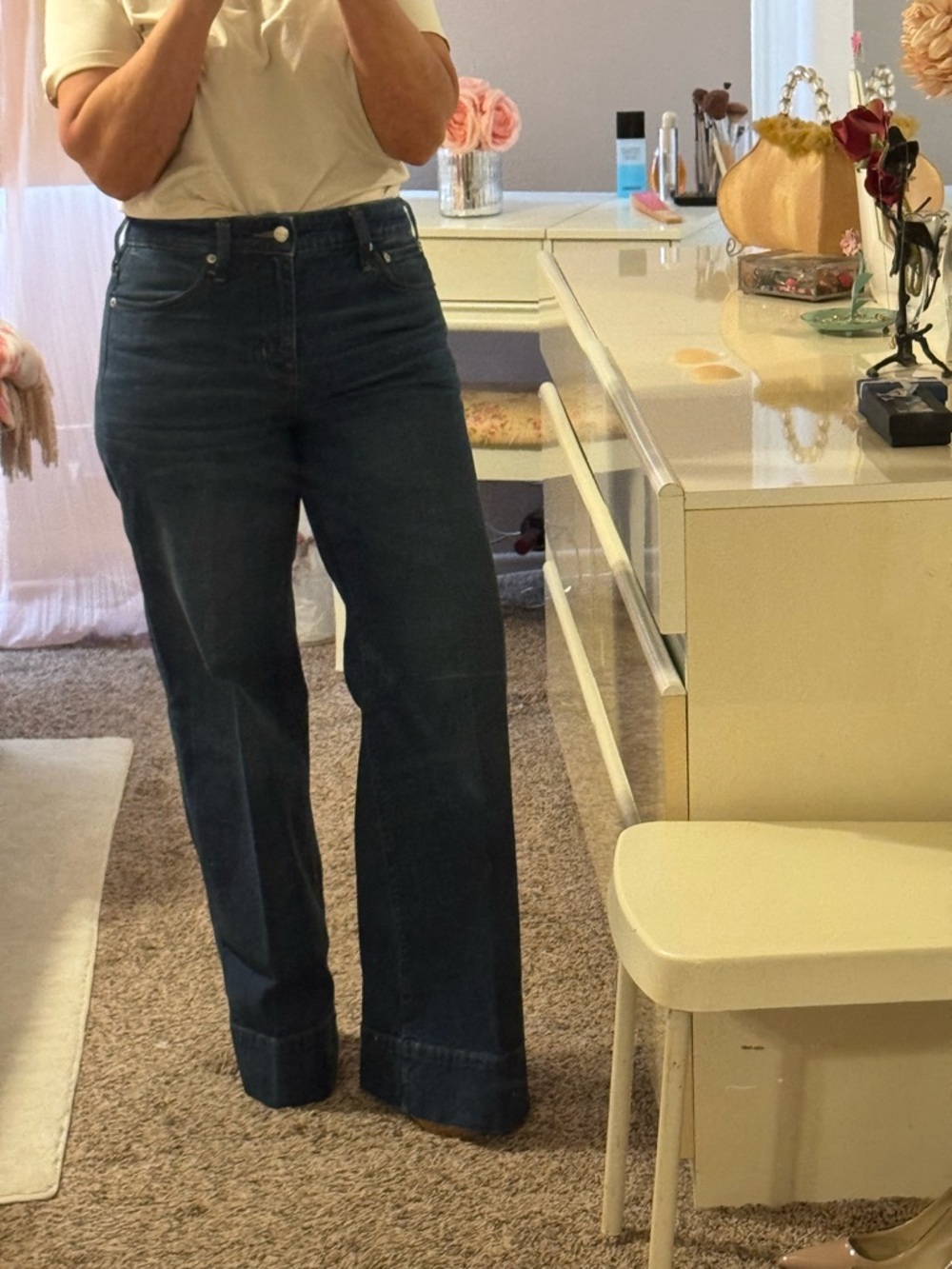 J. Crew Dark Indigo High-Rise Wide-Leg Jeans